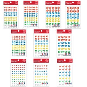 예현 홀로그램스티커 색상혼합 소 중 대 특대 원형 별 하트 1속 4매입
