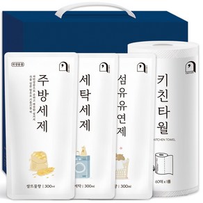 오늘의쉼표 세제 선물세트 답례품 생필품 51호 (주방세제 + 섬유유연제 + 세탁세제 + 키친타올), 1개