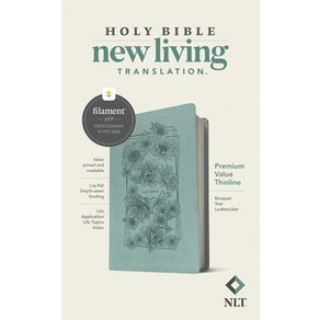 NLT Pemium Value Thinline Bible Filament Enabled Edition (Leathelike Bouquet Teal) Imitation Leathe, Tyndale House Publishes, English, 9781496458070