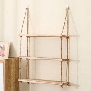 벽선반 거치대 Wooden Floating Shelves fo Wall Plant Flowe Wood Swing Hanging Rope Stoage Home Living Ro, 3) 3ties, 없음