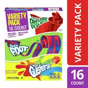 Fuit Roll-Ups Fuit by the Foot Gushes Snacks Vaiety Pack 16 ct, 289g, 1개