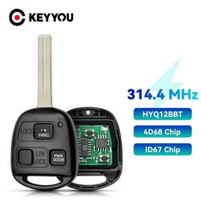 KEYYOU원격 자동차 키 3 버튼 ID67 칩 3144MHz 렉서스 RX330 RX350 RX400h 20042006 20072009 LS430 ES330 SC430 HYQ12B, 1.4D68 Chip, 1개