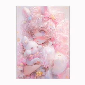 피포페인팅 핑크 선물 귀여운 곰돌이와 소녀 diy그림그리기 40x50cm 캔버스형 액자형 유화 아크릴 물감 색칠 세트 학교수업용 쉬운 그림, 핑크 선물03, 1개