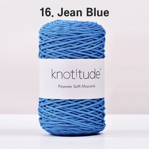 2mm 소프트 폴리에스터 마크라메실 코바늘실 175m, 1개, 16. Jean Blue