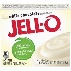 Jell-O Instant Pudding & Pie Filling White Chocolate 3 젤로 인스턴트 푸딩 & 파이 필링 화이트 초콜릿 3.3온스 상자(24개 팩, 93g, 24개