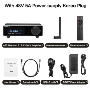 AIYIMA A80 디지털앰프 블루투스 DAC D class Amp USB, Koea, With Koea powe Plug