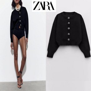 자라 블랙 스웨터 메탈 버튼 니트 가디건 ZARA