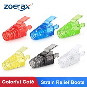 ZoeRax 100pcs 컬러풀 RJ45 CAT6 스트레인 릴리프 부츠 커넥터 표준 CAT6 이더넷 케이블 LAN 케이블 커넥터 부트 커버, 혼색, 100개