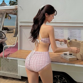 [자체제작] 비바럽 모노키니 휴양지 수영복 컷아웃 트위드 비키니 SW20237F, 핑크/M[44-55], 핑크