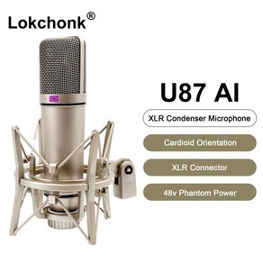 U87 AI XLR 콘덴서 마이크 전문 카디오이드 스튜디오 팟캐스팅 보이스 오버 스트리밍 홈 녹음용, 02 U87 AI(34MM), 한개옵션1