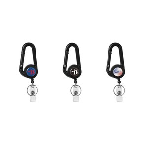 [1+1+1] 카라비너 키링 핀온릴 사원증 릴홀더 목걸이, 3개, 매트 블랙