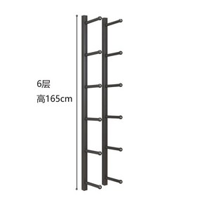 퓨어제이드스톤 폼롤러거치대 거치대 지 수납 폼롤러 보관 다층 홈트 정리 헬스장 벽부착형 75CM, 6단 높이 165cm 검정, 1개