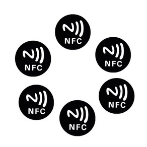 NFC 지원 스마트폰용 안티메탈 25mm NFC 접착스티커 6개, 블랙이에요.