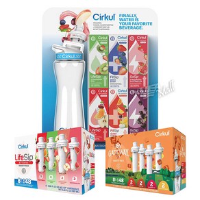 서큘 스타터 키트 카트리지 6개 전용물통 650ml/카트리지 버라이어티팩 8팩 CIRKUL PLASTIC WATER BOTTLE STARTER KIT WITH BLUE LID, KIT WITH BLUELID+6 FLAVOR, 1개