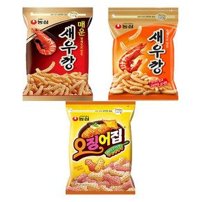 농심 대용량 지퍼백 스낵 모음, 매운새우깡 400g + 오징어집 260g + 새우깡 400g, 1세트
