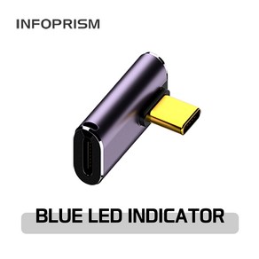 INFOPRISM / LED 점등 USB 4.0 C타입 PD 240W 40Gbps 썬더볼트 각도 변환 꺾임 젠더 90도 180도 L형 U형 ㄱ형 IA-929, 모델 A / C타입 암-수 L형, 1개