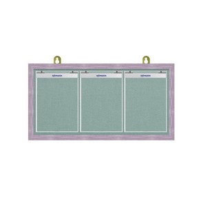 제이에스칠판 아크릴 덮게(뚜껑) A4 게시판 3구 840x430mm, 녹색, 핑크파스텔