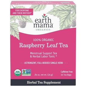 Eath Mama Oganic Raspbey Leaf Tea Bags  Labo Eath Mama 유기농 라즈베리 잎 티백  진통 및 월경 지원 허브차 임신 및 산, 산딸기, 1개, 16개입