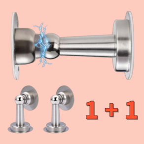 루닌 무타공 접착식 스텐 방문 자석 도어스토퍼 실버, 2개