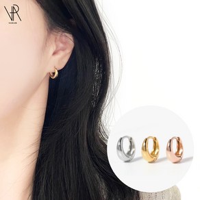 VARAM [한쌍] 써지컬스틸 볼륨 물방울 원터치 링귀걸이