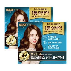 리엔 흑모비책 프로폴리스 염색약 자연갈색 480g12회분x 2개