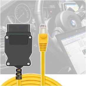 호환 BMW OBD2 ENET 코딩케이블 E-NET E-SYS 케이블 신가격판, 옐로우, 1개