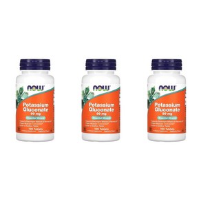 Now Foods 포타슘 글루코네이트 99mg 타블렛, 100정, 3개