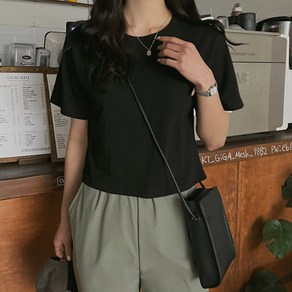 여성[20colo] 다채로운 컬러 데일리 스탠다드핏 쫀쫀 세미크롭 반팔 티셔츠