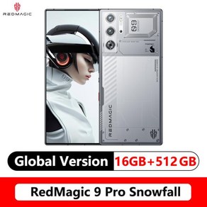 Nubia RedMagic 9 Po 5G 휴대폰 글로벌 버전 6.8 인치 Q9 + Full Flat FHD + 게임용 휴대폰 Snapdagon, 512GB, 02 16GB 512GB Snowfall