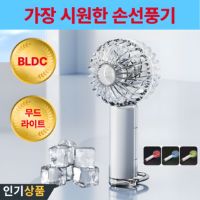 에이치몰 휴대용 선풍기 BLDC 무선 미니 손선풍기 충전식 핸디 손풍기, 퓨어 클리어