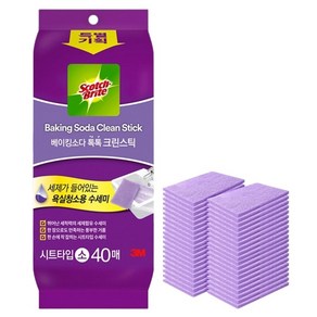 스카치브라이트 베이킹소다 톡톡 크린스틱 시트타입 수세미, 40개