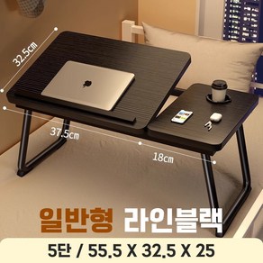 나인밸리 각도조절 노트북 베드테이블 접이식수납, 일반형, 라인블랙