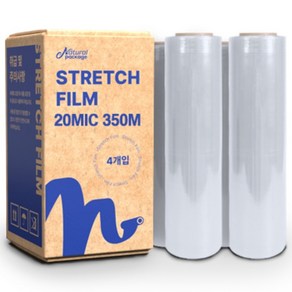 내츄럴패키지 스트레치필름 20mic 500mm 350m 공업용랩 포장랩 국내공장제조, 투명, 4개
