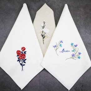 프랑스자수 패키지 자수 손수건 제작 DIY 꽃자수 3종 동영상포함 폭스테일, 장미_수틀포함, 1개