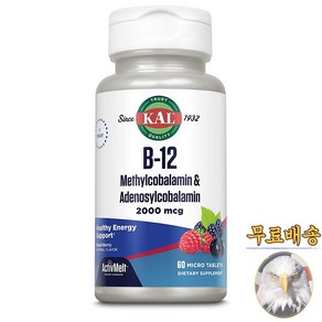 미국산 칼 비타민B12 메틸코발라민 아데노실코발라민 2000mcg 60정 KAL B12 Methylcobalamin Adenosylcobalamin 선물증정, 1개