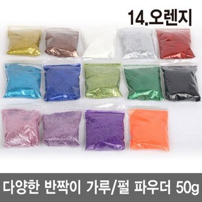 와이지알씨 반짝이 가루 50g 펄 파우더 진주 슬라임 네일 공예, 14.오렌지 50g