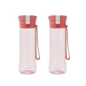 락앤락 실리콘스트랩 원터치 물병 450ml (레드) ABF672YRED, 2개