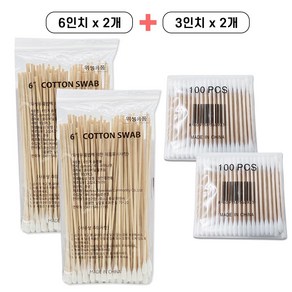 풍성 의료용 긴면봉 6인치 2개 [B] + 도담 3인치 면봉 2개 세트, 1개