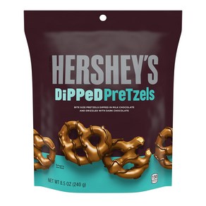 HERSHEY'S Milk and Dak Chocolate Coveed Dipped Petzels Ba HERSHEY'S 밀크 앤 다크 초콜릿 코팅 디핑 프레즐 백 8.5온, 1개, 240g