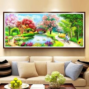 보석자수나라 대형 보석십자수 비즈 원단형 자수 풍경화 120x50cm (15시까지 주문건 국내당일발송)