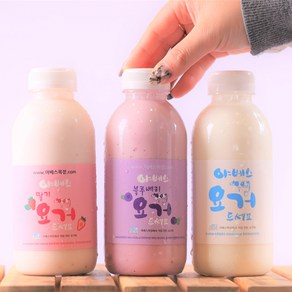 야베스목장 수제 요거트 세트 500ml, 플레인 3개 블루베리 3개, 6개