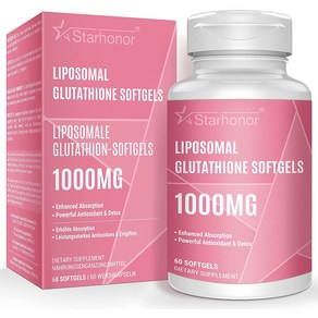 100% 네츄럴 Liposomal Glutathione 1400MG 강력한 항산화제로 활성산소를 제거하고 노화방지 밝고 맑은피부 유지 안티에이징, 60정1병, 1개, 60정