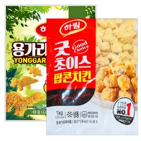 [팔도맛쟁이] 하림 용가리 치킨 1kg + 굿초이스 팝콘치킨 1kg, 2개