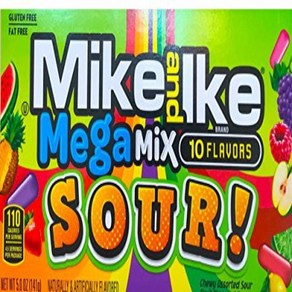 NEW Mike & Ike Mega Mix Sou Gluten Fee/ Fat Fee 새 제품 Mike & Ike 메가 믹스 신 글루튼 프리/지방 프리 캔디 순 중량 5온스, 1개, 141g