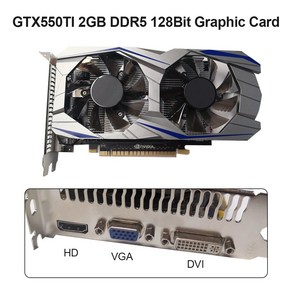 GTX550TI 2GB 4GB 6GB 컴퓨터 그래픽 카드 192bit GDDR5 NVIDIA PCI-E 2.0 HDMI 호환 1050TI 게임 비디오 냉각 팬 포함, GTX550TI 2GB DDR5 B