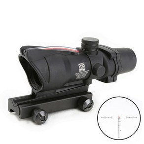 스코프 조준경 전술 tijicon acog 4x32 스타일 리얼 레드 레티클 파이버, 빨간 갈매기, 1개