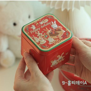 버니 틴케이스 토끼 정사각 다꾸 보관함 스티커 도무송 보관, 1개, 9홀리데이A