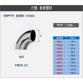 한일 남양 구조용 용접엘보45도 (스텐304) 우수관 구조관 용접엘보 부속, 1개