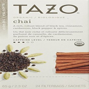 Tazo Oganic Chai 24 Tea Bags 2.3oz 타조 유기농 차이 24티백 2.3온스, 24개입, 1개, 65g