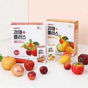 서울우유 과채플러스 레드/옐로우 190ml 각16팩(총32팩)-과채주스/과채음료, 32개